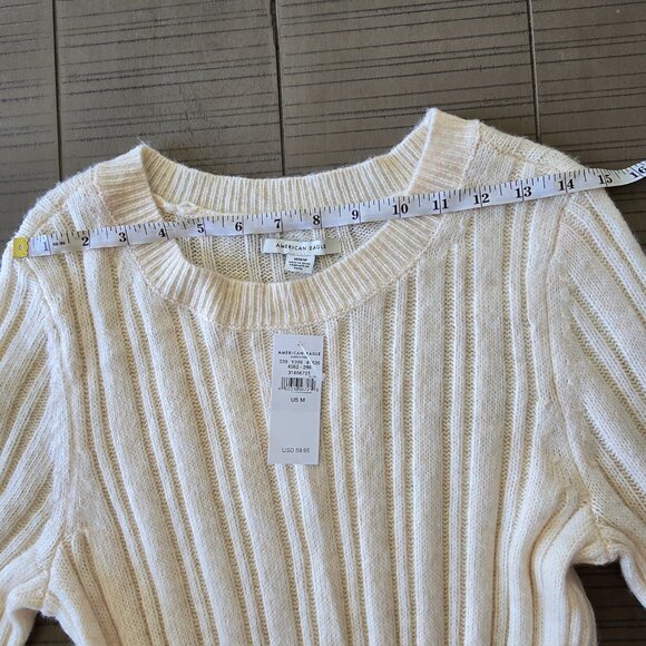 American Eagle Ribbed Knit Long Sleeve Sweater Dress - Beige - Picture 8 of 11